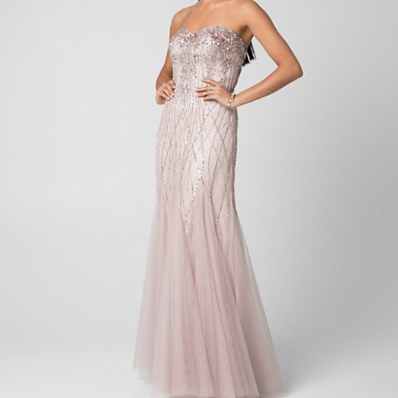 le chateau Dresses & Skirts - Rose Gold Embellished Tulle Sweetheart Gown